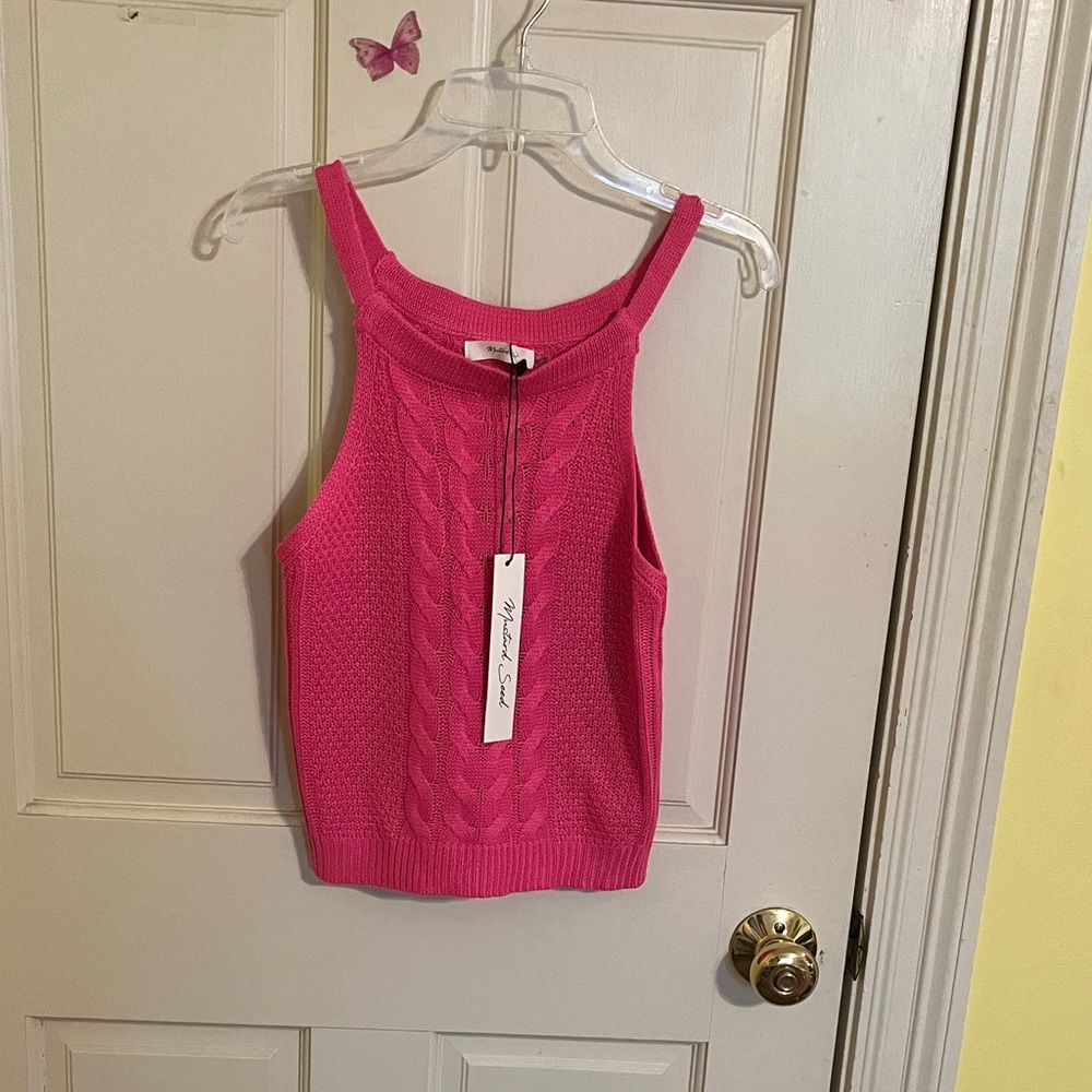 Mustard Seed Pink Sleeveless Knit Top